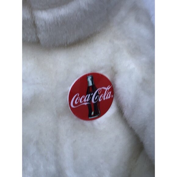Vintage 1993 Sitting 13” Coca-Cola Plush Polar Bear W/Button Stuffed Animal - Picture 3 of 4